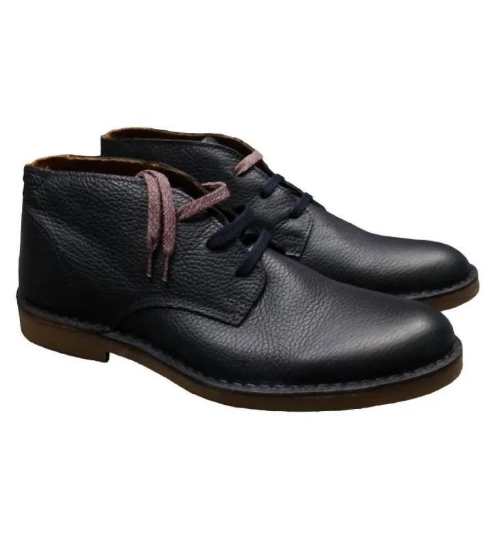 Men's Royce Desert Leather Boot In Dark Navy