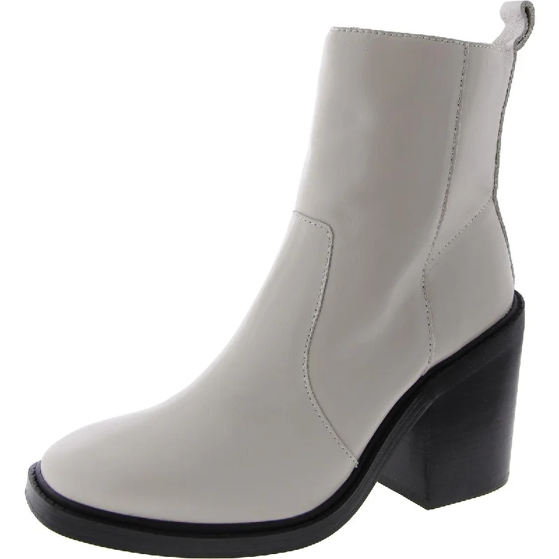 LINA Womens Leather Zipper Mid-Calf Boots