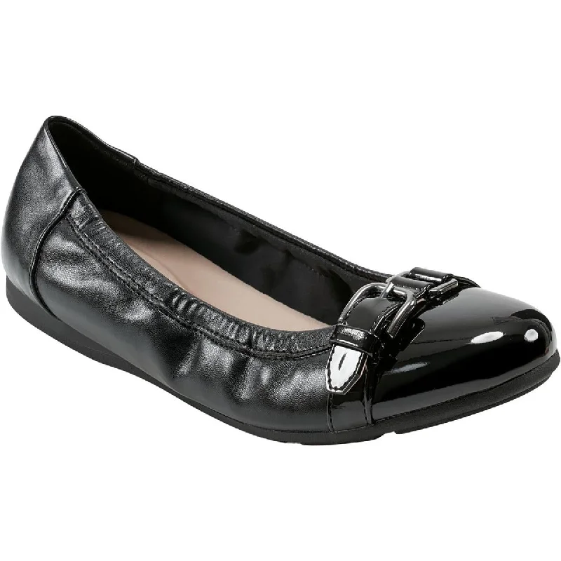 Easy Spirit Womens Kenna 3 Faux Leather Flat Ballet Flats