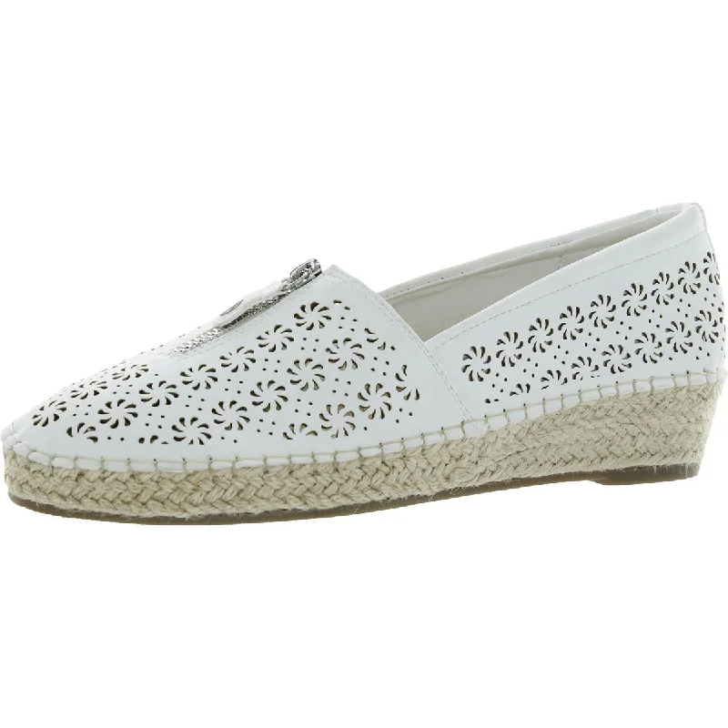 Easy Street Womens Zenon Faux Leather Perforated Espadrilles