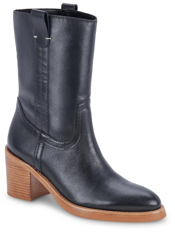 Colete Womens Leather Block Heel Mid-Calf Boots