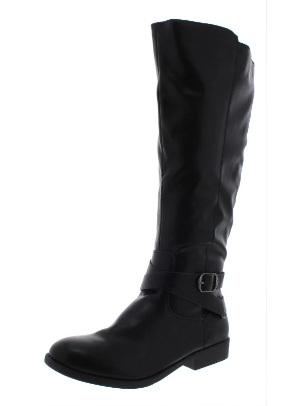 Madixe Womens Solid Knee-High Riding Boots