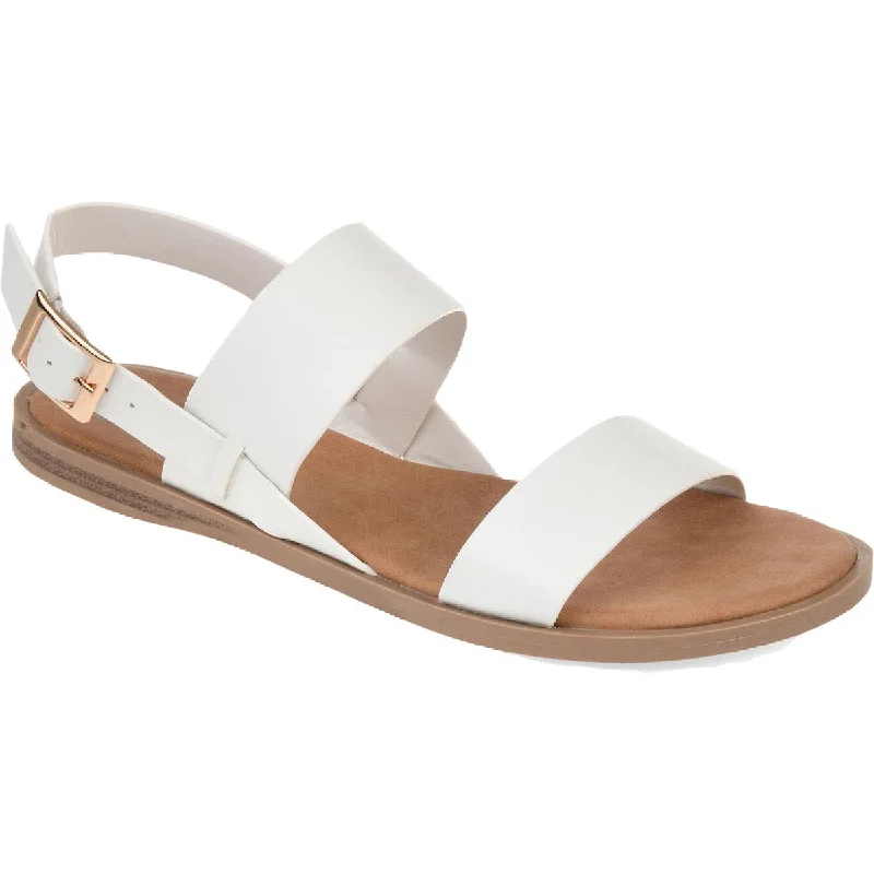 Journee Collection Womens Lavine Buckle Flat Slingback Sandals