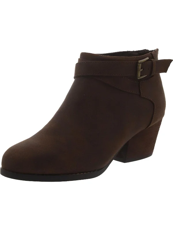 Womens Block Heel Zipper Ankle Boots