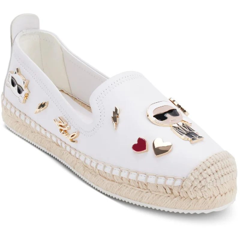 Karl Lagerfeld Womens MICHAELA Faux Leather Wedge Espadrilles