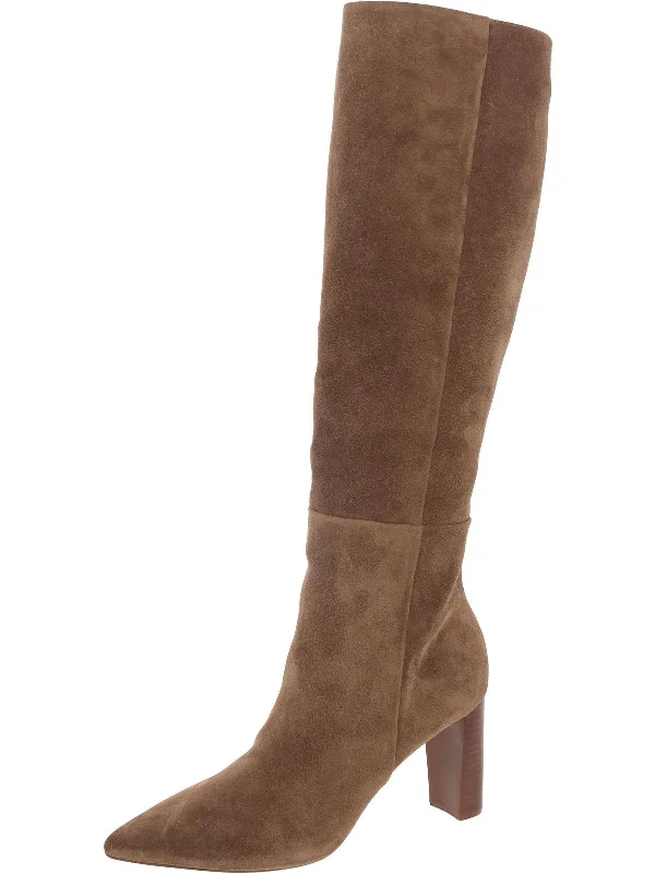 Elisa Womens Faux Suede Stacked Heel Over-The-Knee Boots