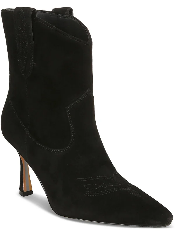 Moe Womens Suede Pointed Toe Mid-Calf Boots