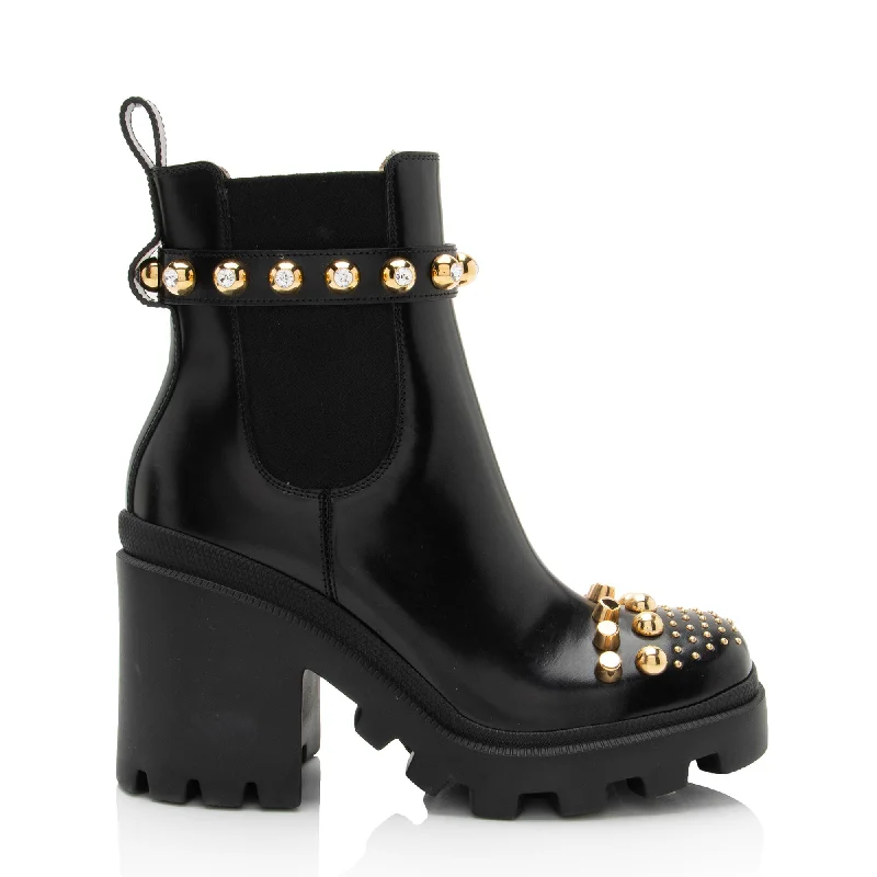 Gucci Studded Calfskin Trip Platform Boots