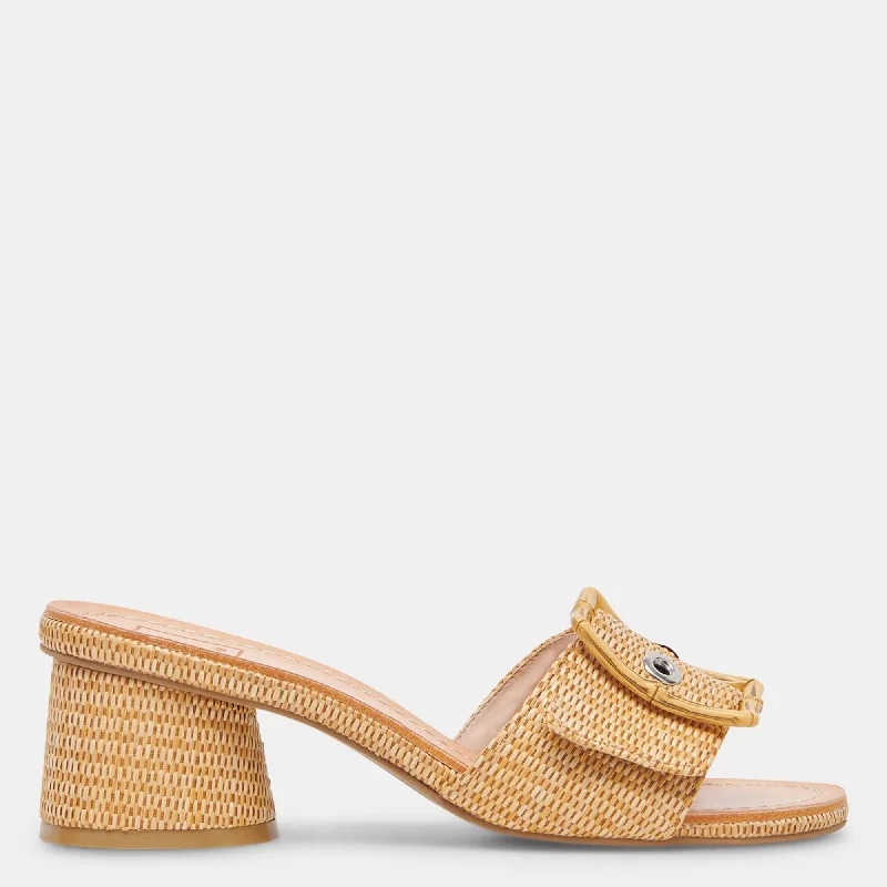 Lucey Wide Heels Warm Natural Raffia