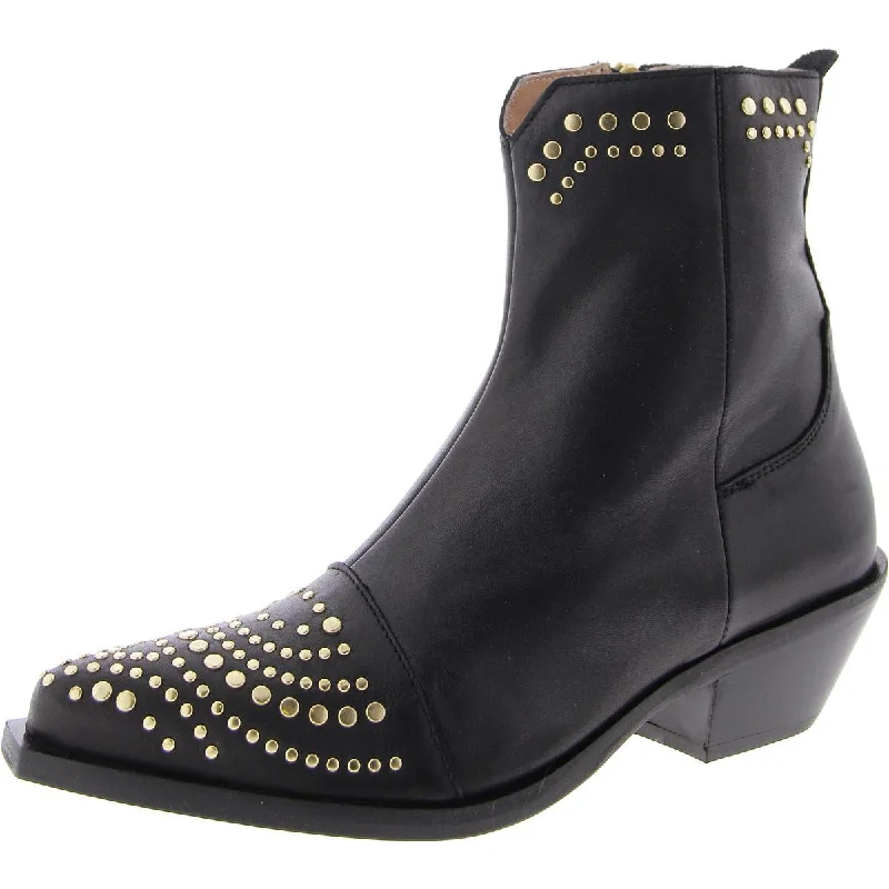 Jamison Womens Leather Studded Ankle Boots