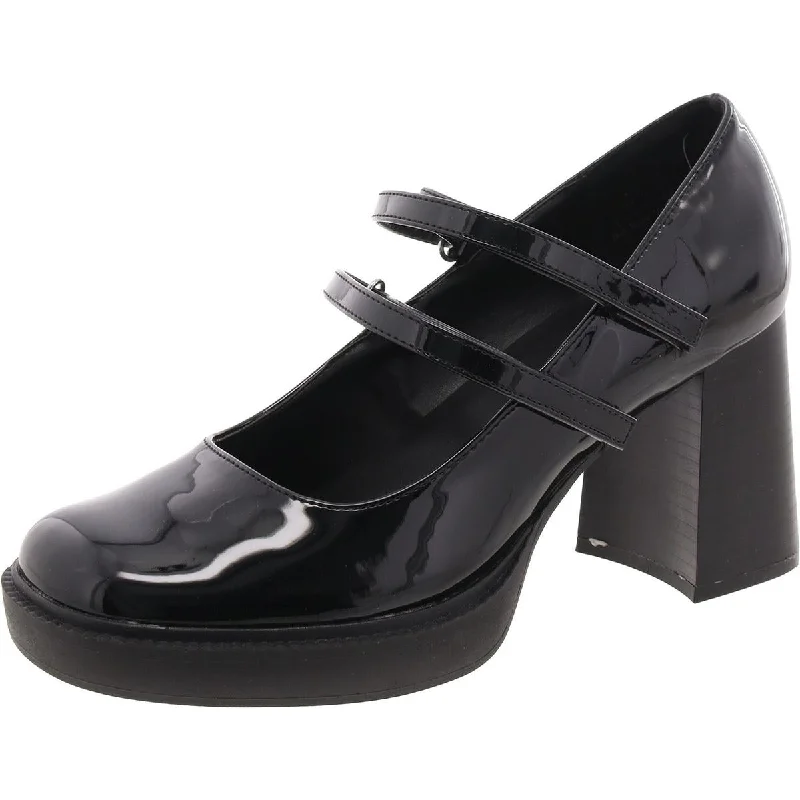 Womens Patent Buckle Mary Jane Heels