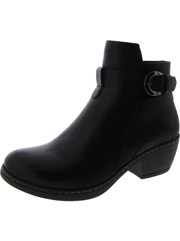 FUTURE Womens Faux Leather Round toe Ankle Boots