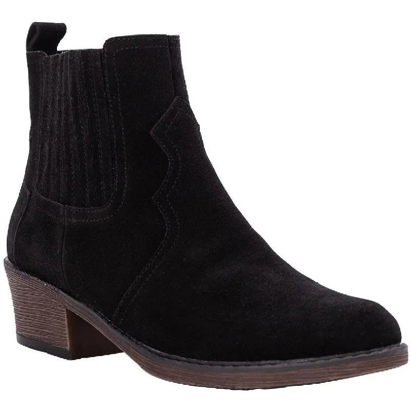 Reese Womens Suede Block Heel Ankle Boots