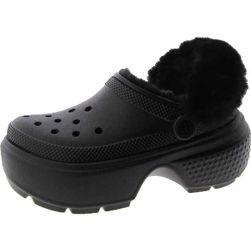 Crocs Womens Faux Fur Platform Clogs