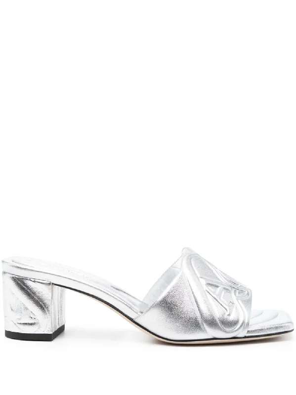 ALEXANDER MCQUEEN Metallic Leather Heel Sandals