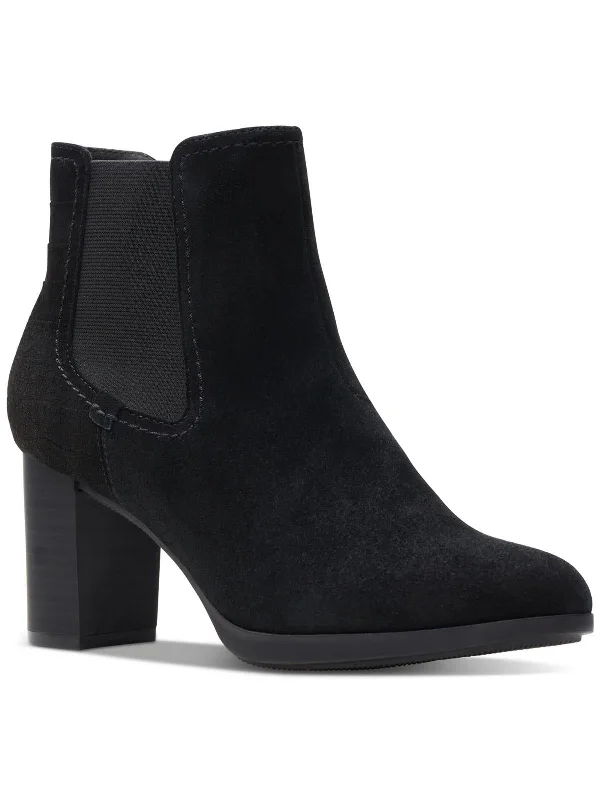 Bayla Rose Womens Suede Embossed Ankle Boots